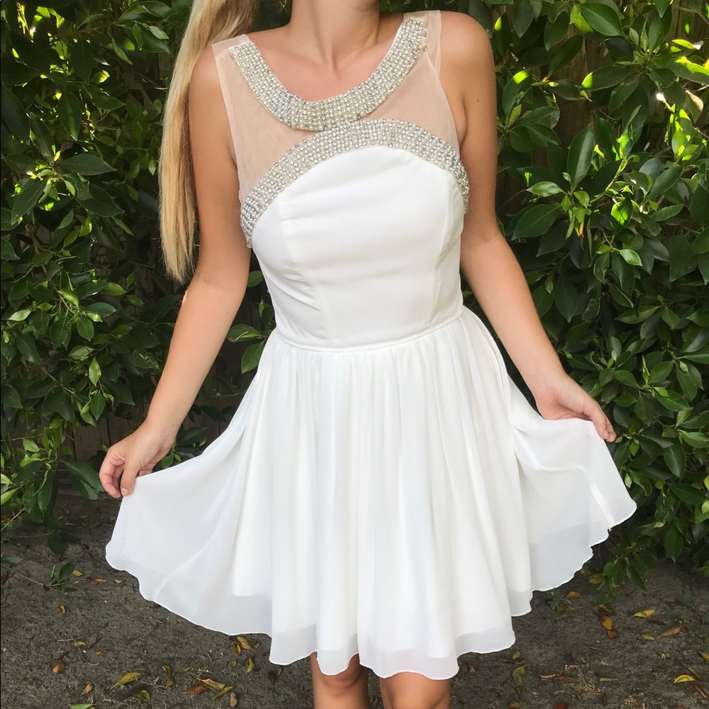 White Sequined Mini Dress - Engagement